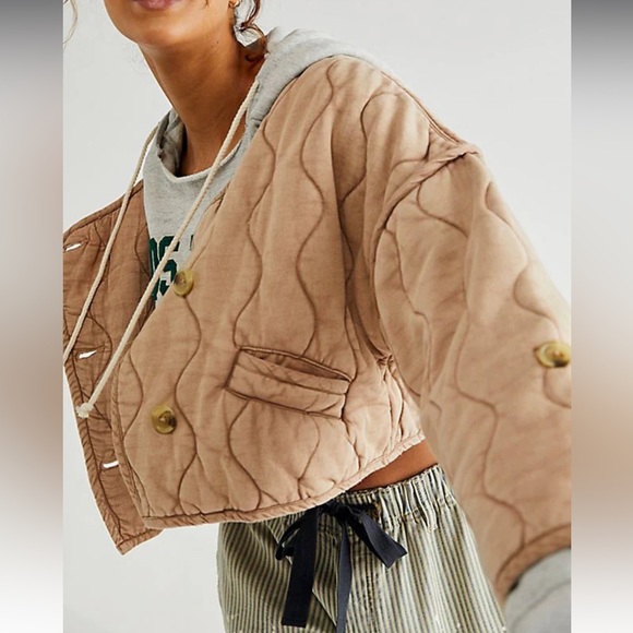 NWT FREE PEOPLE QUILTED JACKET DOLMAN SLEEVES WARM FALL COZY OVERSIZED LAYERING - Picture 5 of 16